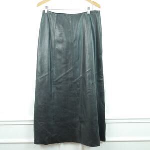 Vintage Genuine Leather Maxi Skirt Size 10 Black 90s Y2K Minimalist Patchwork